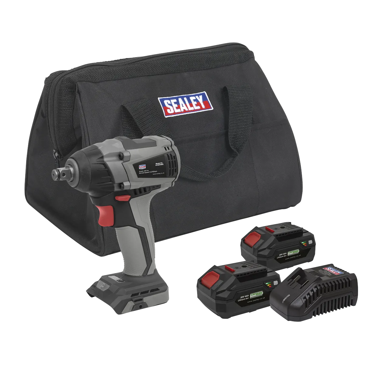 Sealey SV20 Series 1/2"Sq Drive Impact Wrench Kit 20V 4Ah - 2 Batteries
