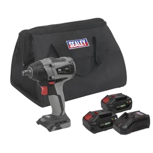 Sealey SV20 Series 1/2"Sq Drive Impact Wrench Kit 20V 4Ah - 2 Batteries