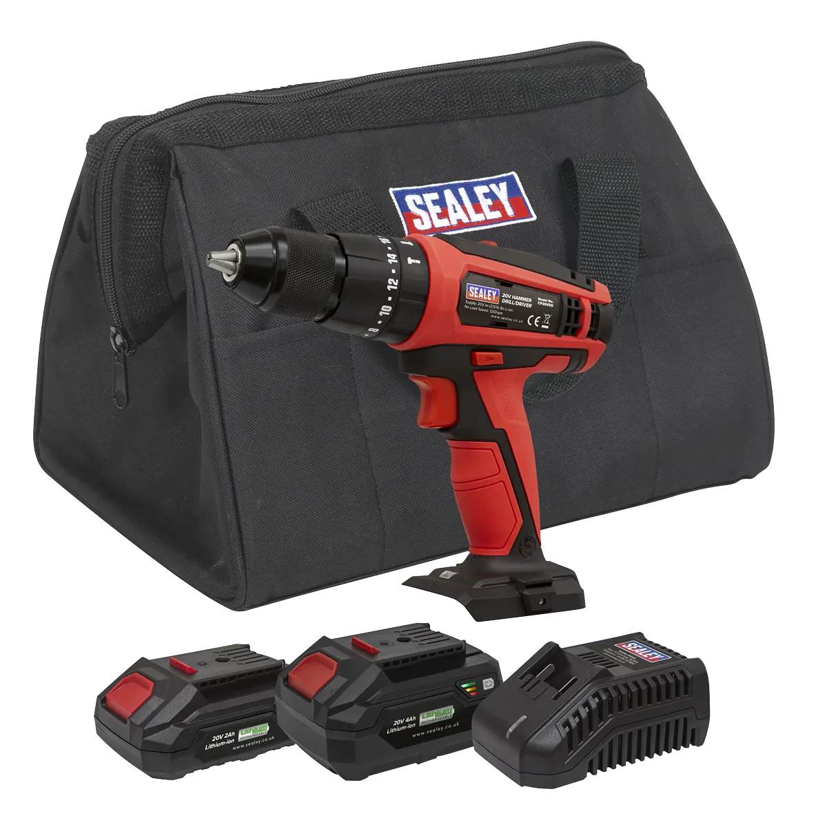 Sealey SV20 Series 13mm Cordless Combi Drill Kit 20V - 2 Batteries