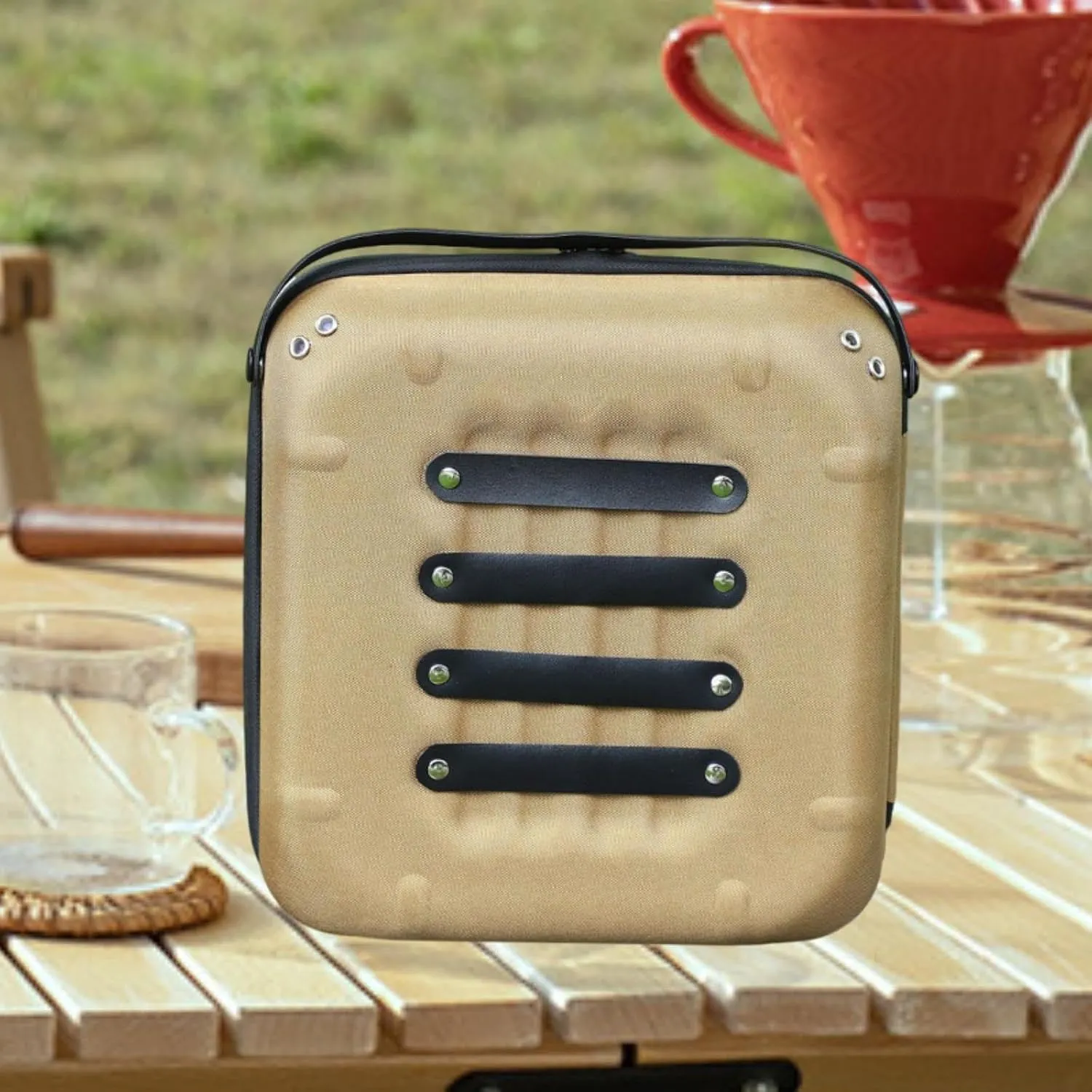 Seasoning Bottle Storage Bag Camping Tool Carrying Case Portable Camping Gear Container for Fishing Survival Trekking Travel, Khaki