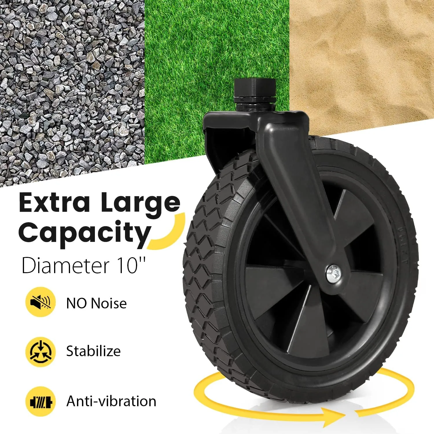 Sekey Collapsible Foldable Wagon with 330lbs Weight Capacity, Heavy Duty Folding Utility Garden Cart with Big All-Terrain Beach Wheels & Drink Holders. Black
