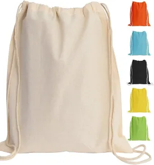 Set of 15- Promotional Cotton Drawstring Tote Bags/Backpacks (Assorted) One Size