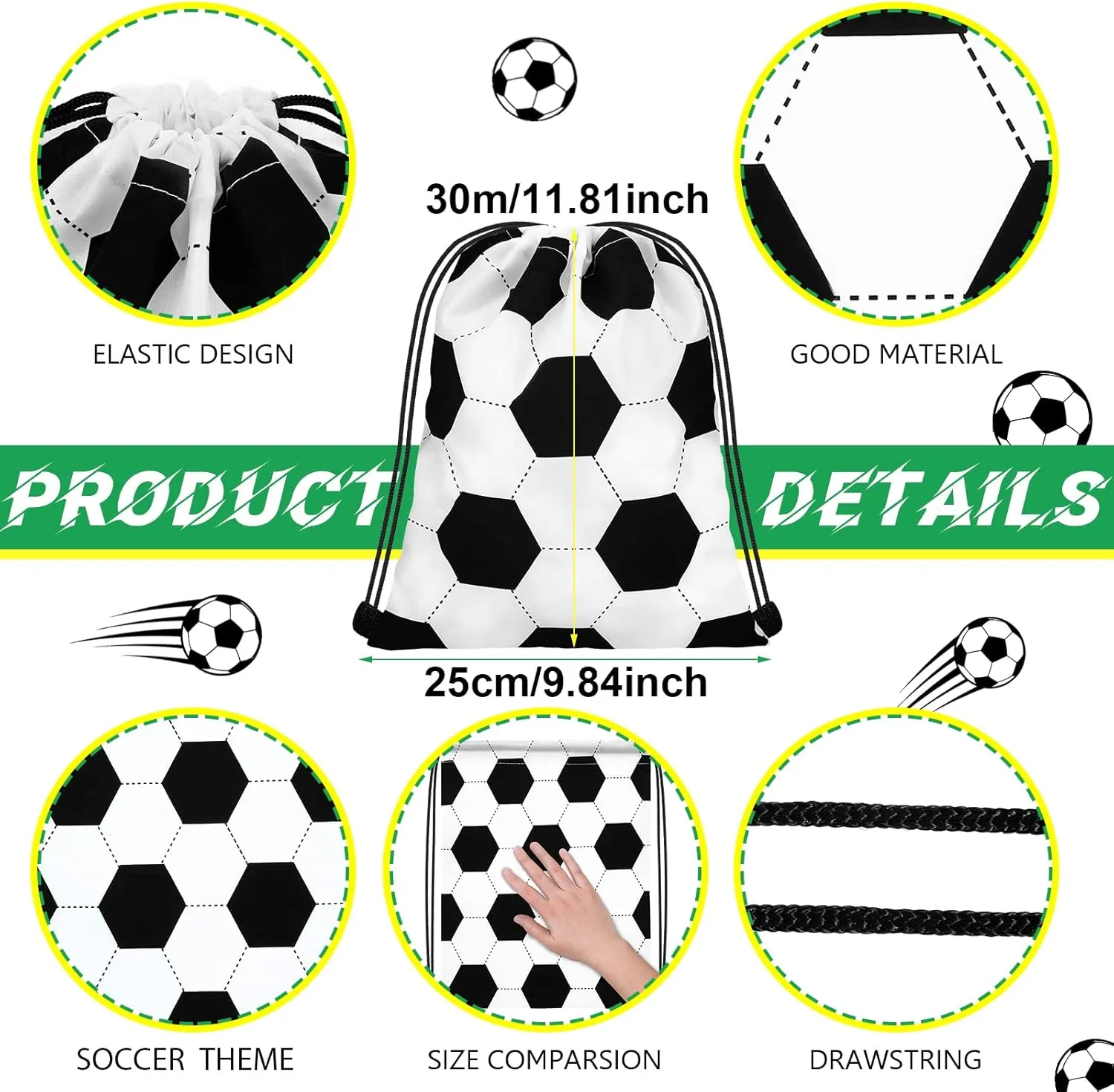 Shappy Soccer Style Backpack, Softball, Basketball, Volleyball Drawstring Bag for Party Favors or Daily Use, 12 Pack