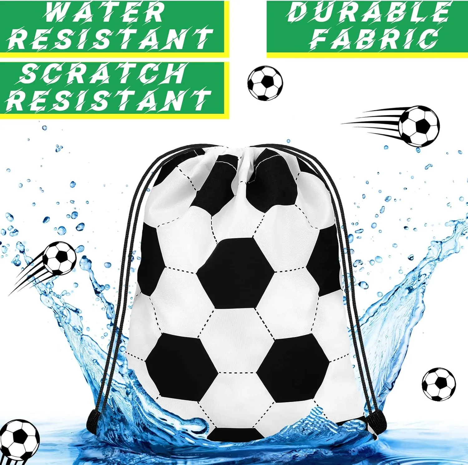 Shappy Soccer Style Backpack, Softball, Basketball, Volleyball Drawstring Bag for Party Favors or Daily Use, 12 Pack