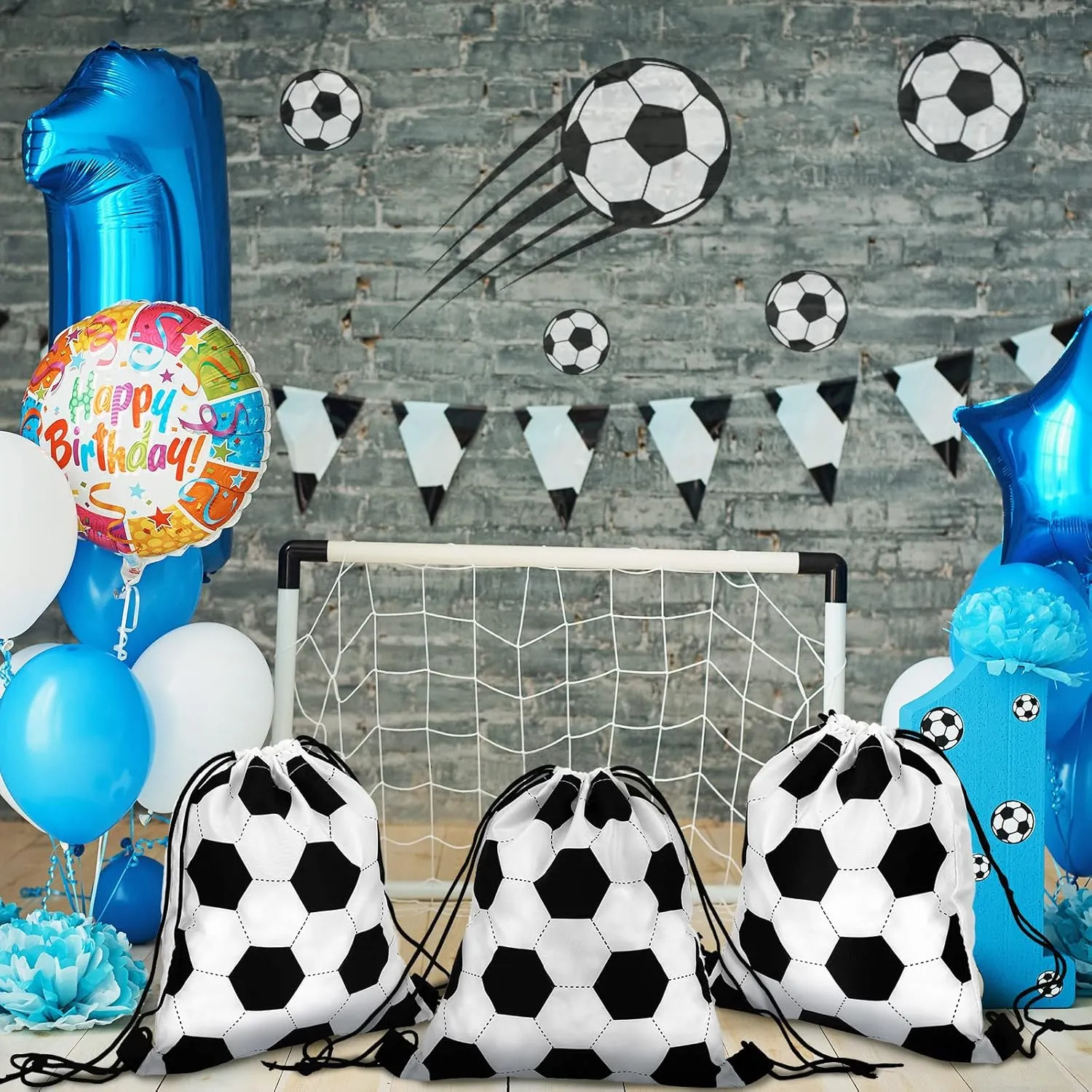 Shappy Soccer Style Backpack, Softball, Basketball, Volleyball Drawstring Bag for Party Favors or Daily Use, 12 Pack