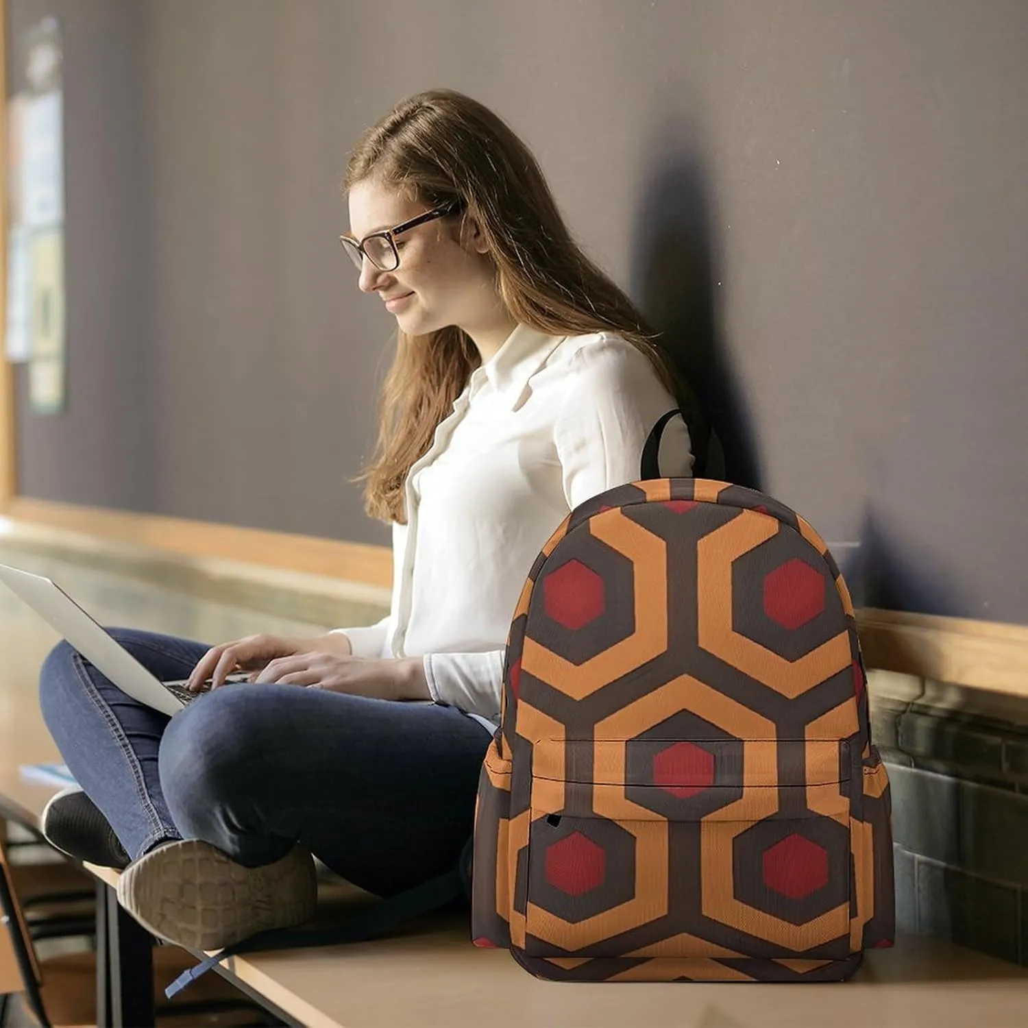 Shining Overlook Print Laptop Backpacks Casual Shoulder Bag Travel Daypack Fashion for Men Women