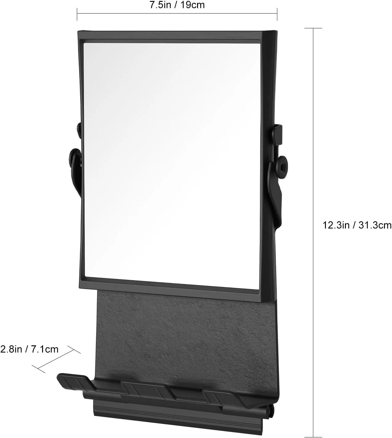 Shower Mirror fogless for Shaving - Dual-Sided 1X/3X Magnification, Anti-Fog Bathroom Mirror with Squeegee, Rust-Proof, Black