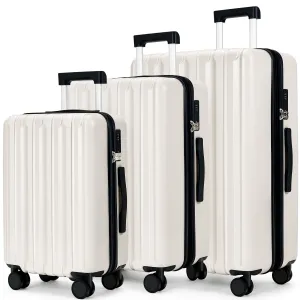 SHOWKOO Luggage Sets 3 Piece 100% PC Ultra Tough Hardside Expandable Suitcases Sets with TSA Lock Double Spinner Wheels (20in/24in/28in, Dark Green