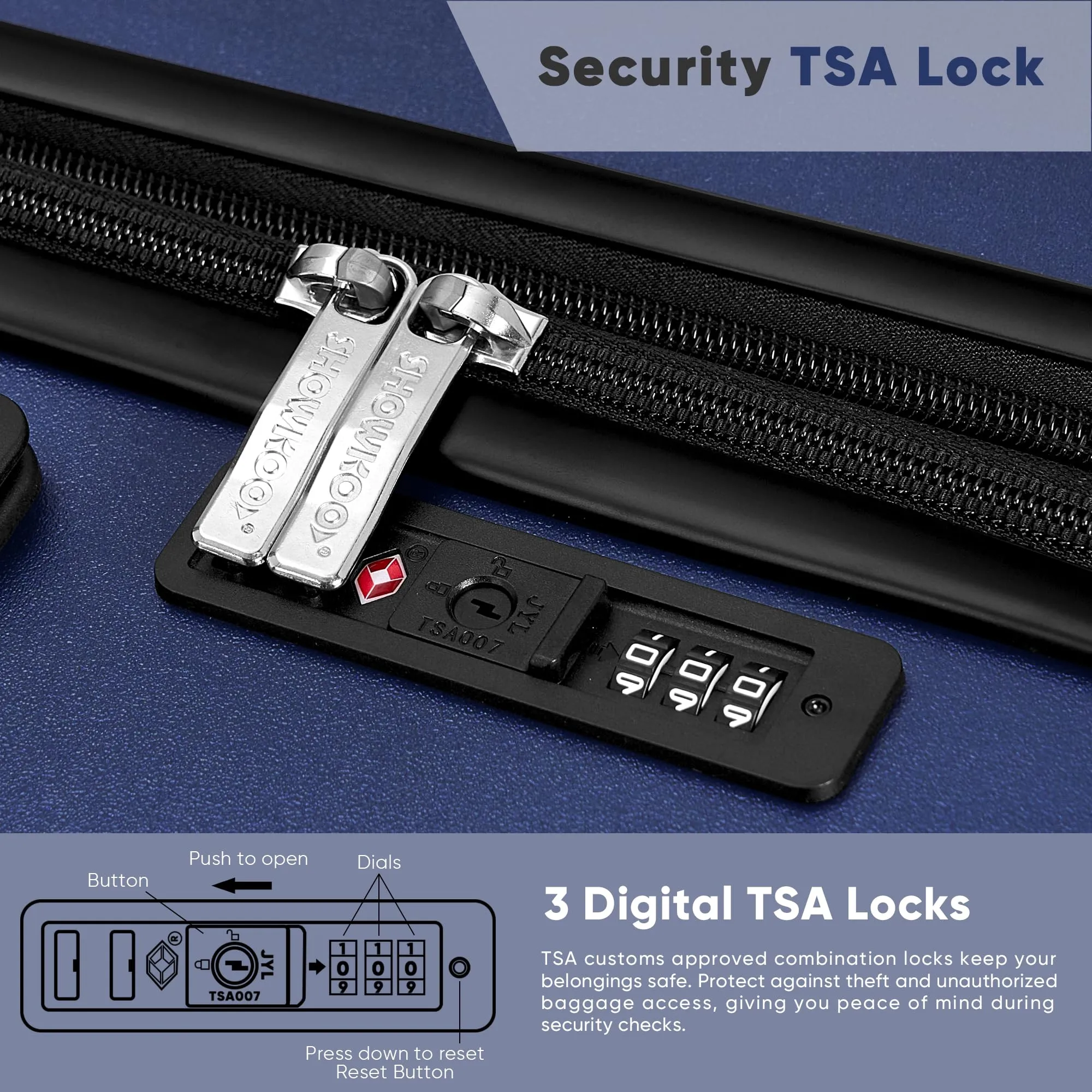 SHOWKOO Luggage Sets 3 Piece 100% PC Ultra Tough Hardside Expandable Suitcases Sets with TSA Lock Double Spinner Wheels (20in/24in/28in, Dark Green