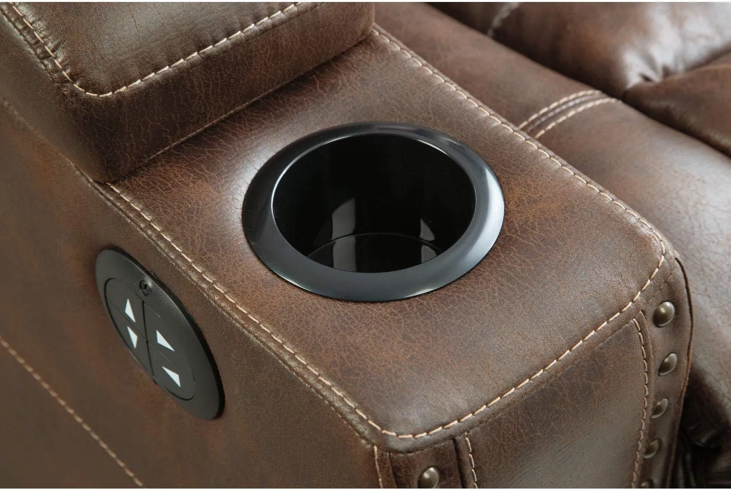Signature Design by Ashley Owner's Box Faux Leather Power Reclining Sofa with Adjustable Headrest, Brown