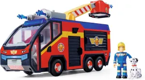 Simba 109252595 Fireman Sam Car Jupiter (32 cm) - Large Fire Engine with Siren, 360° Light & Figures - Fireman Sam Toy for Children from 3 Years