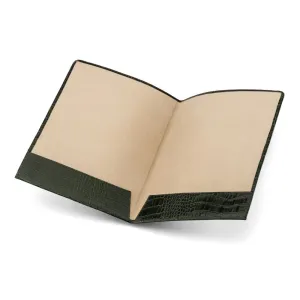 Simple Leather Document Folder - Green Croc-Effect