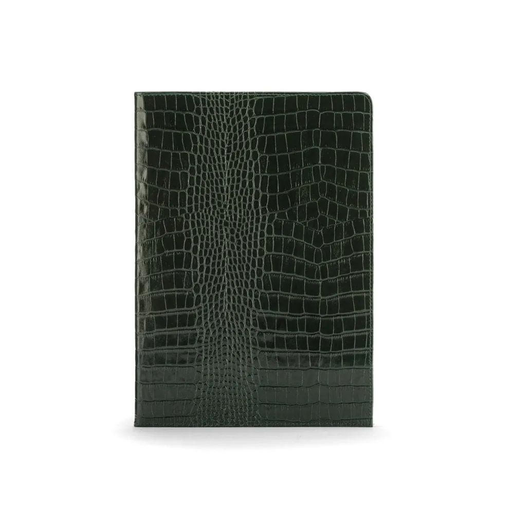 Simple Leather Document Folder - Green Croc-Effect