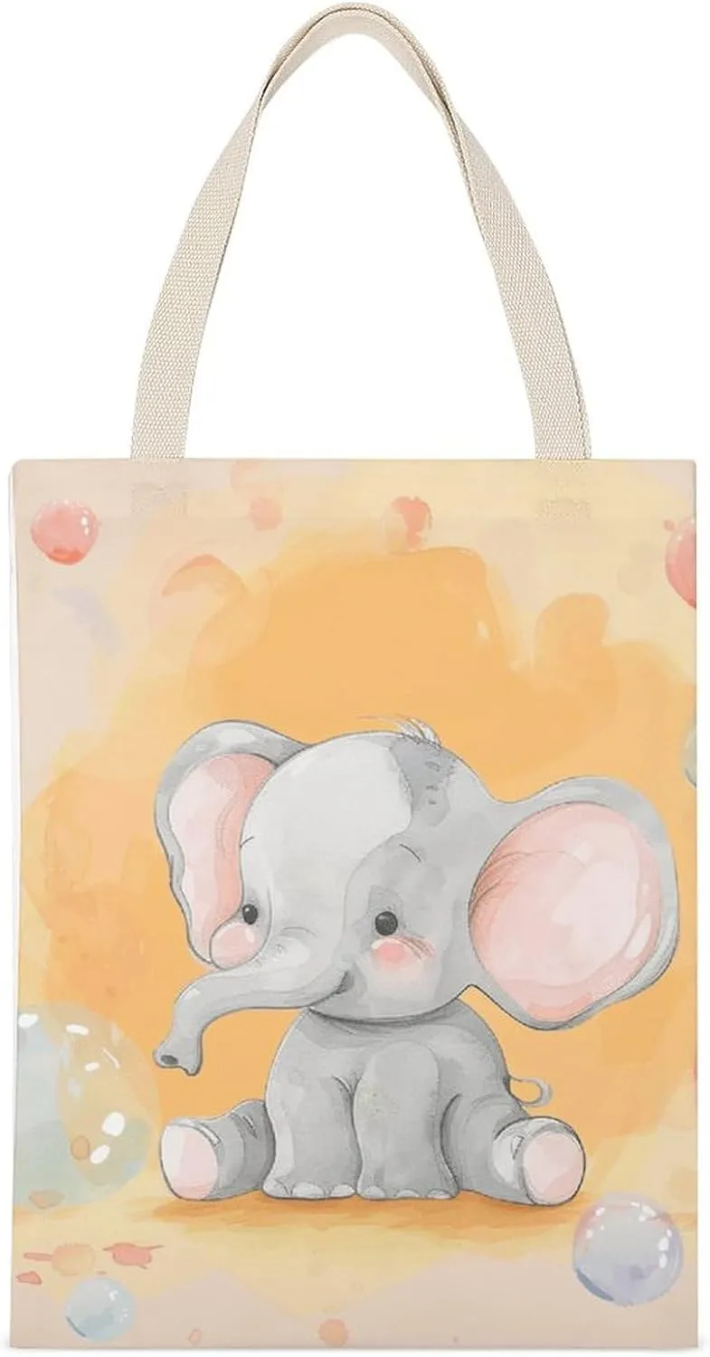 Single-sided Printed Handbag,Elephant on The Ground Print Non-woven Canvas Tote Bag,fashionable Large-capacity Canvas Bag
