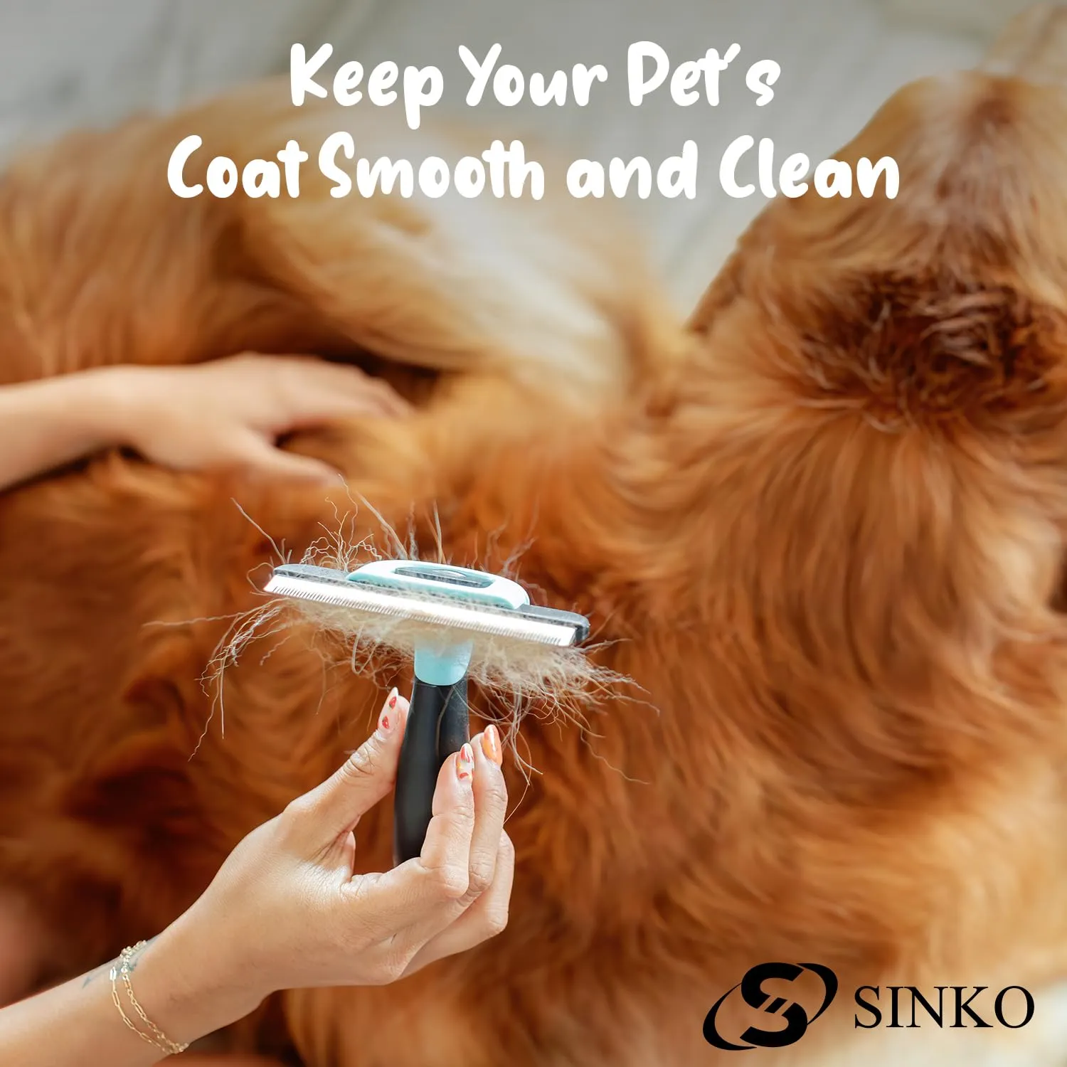 Sinko Deshedding Tool for Dogs & Cats, Pet Grooming Brush, Pet Deshedding Tool, Dog Brush for Shedding, Effectively Reduces Shedding by up to 95% for Short Medium Long Pet Hair (Blue)