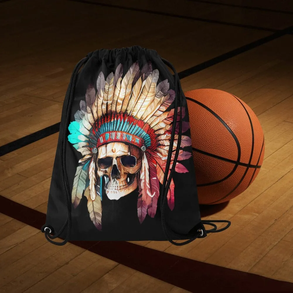 Skull Indian Head Band Drawstring Bag