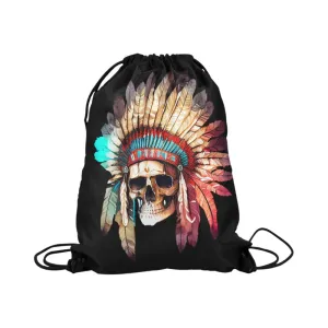 Skull Indian Head Band Drawstring Bag