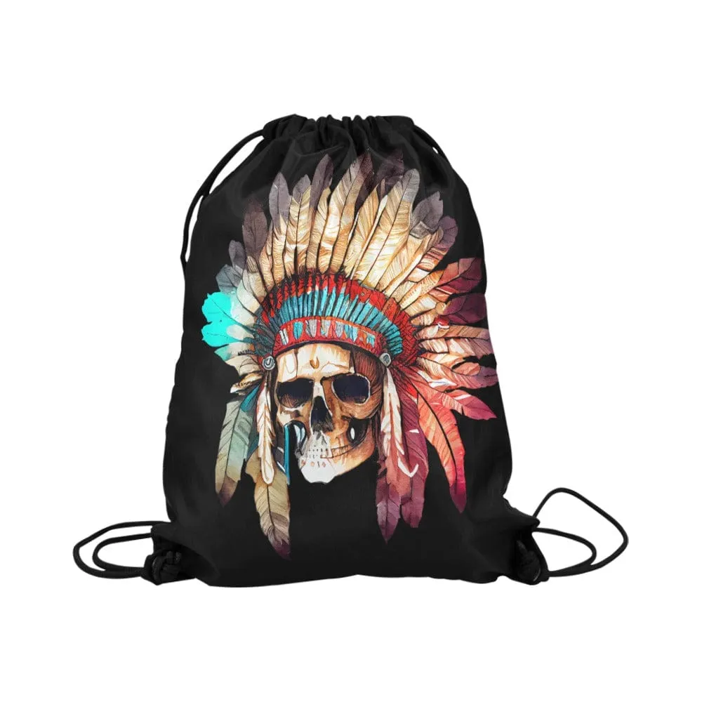Skull Indian Head Band Drawstring Bag