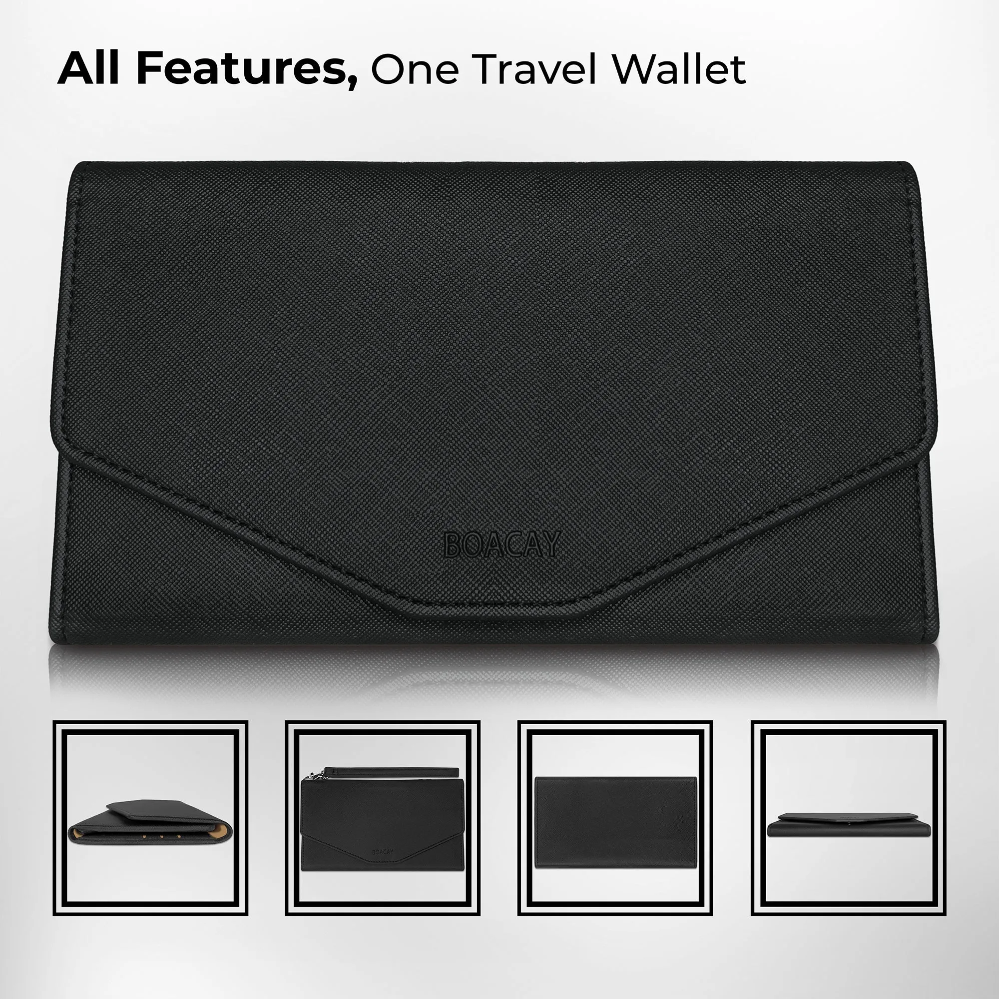 Slim Travel Wallet - Black
