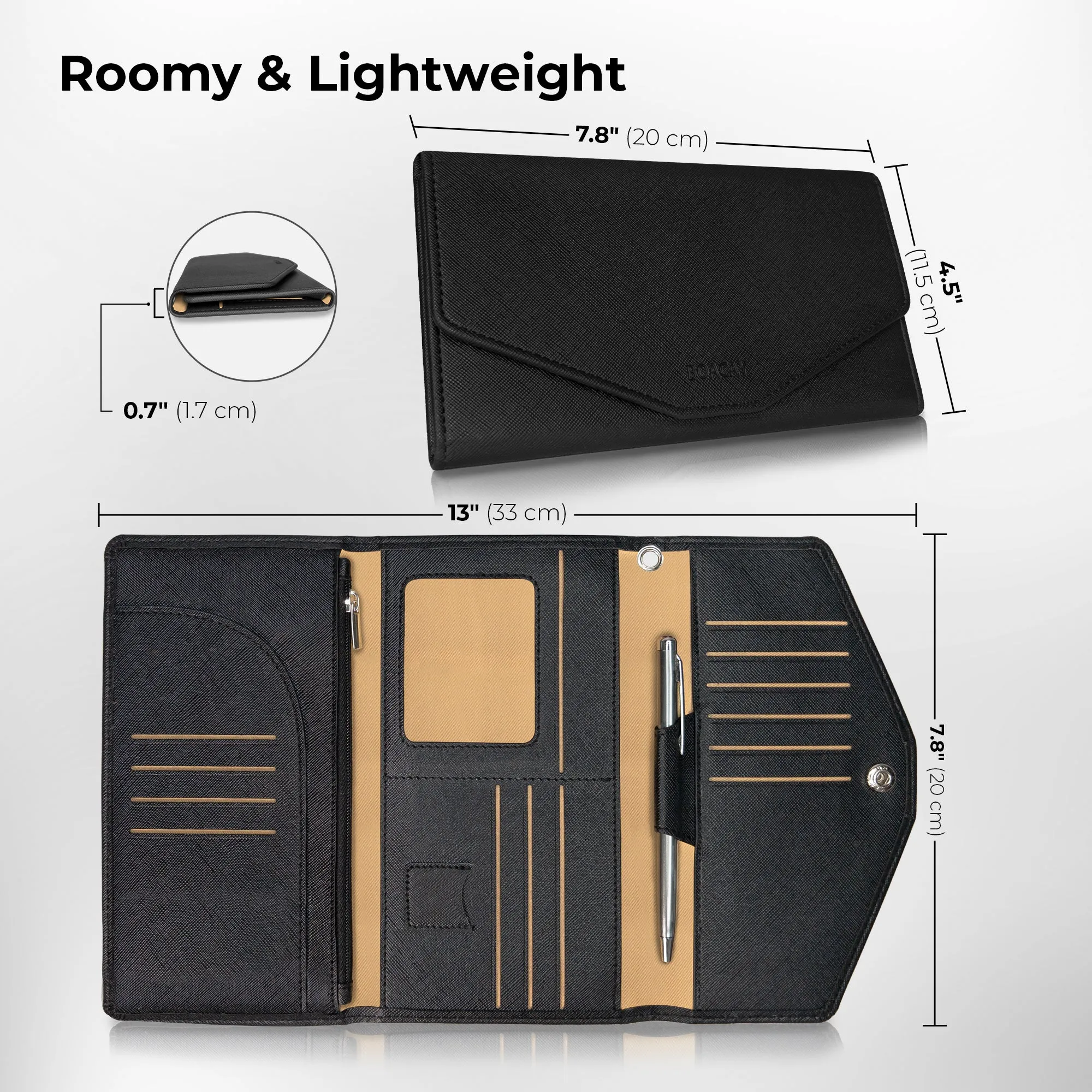 Slim Travel Wallet - Black