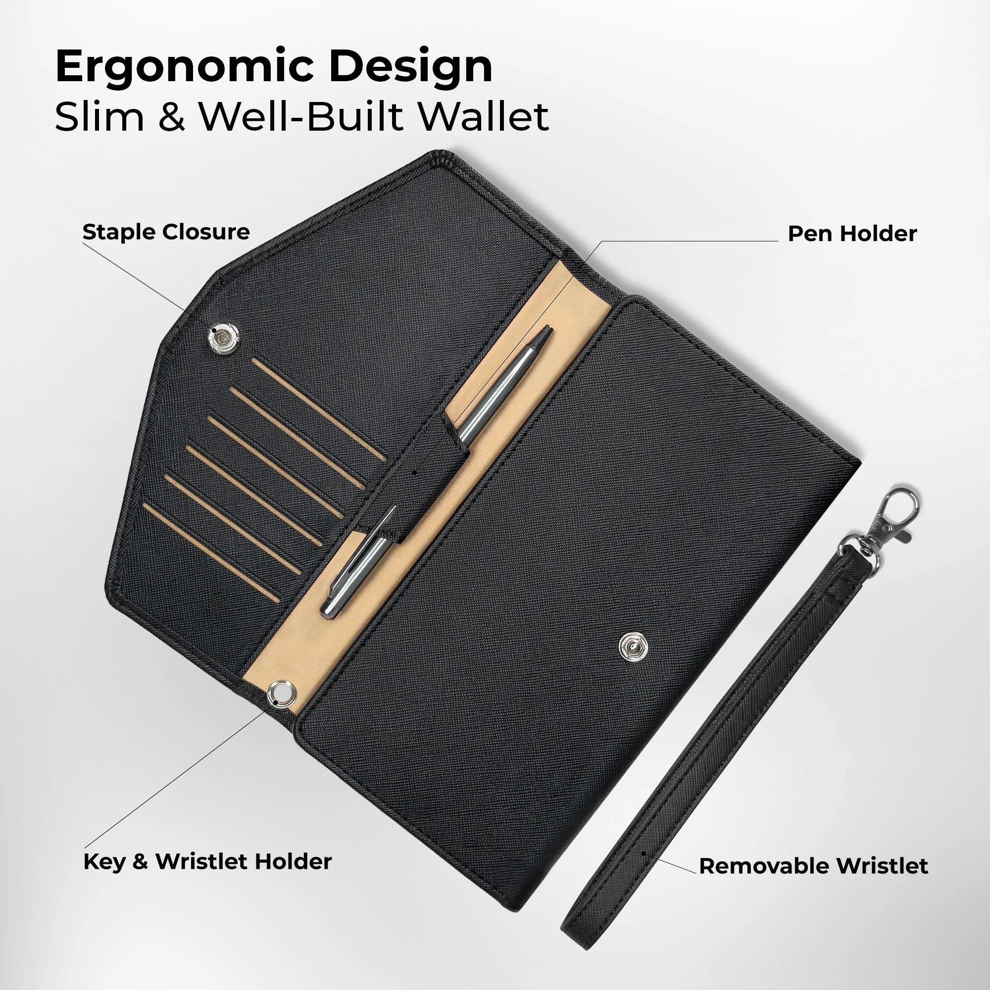 Slim Travel Wallet - Black