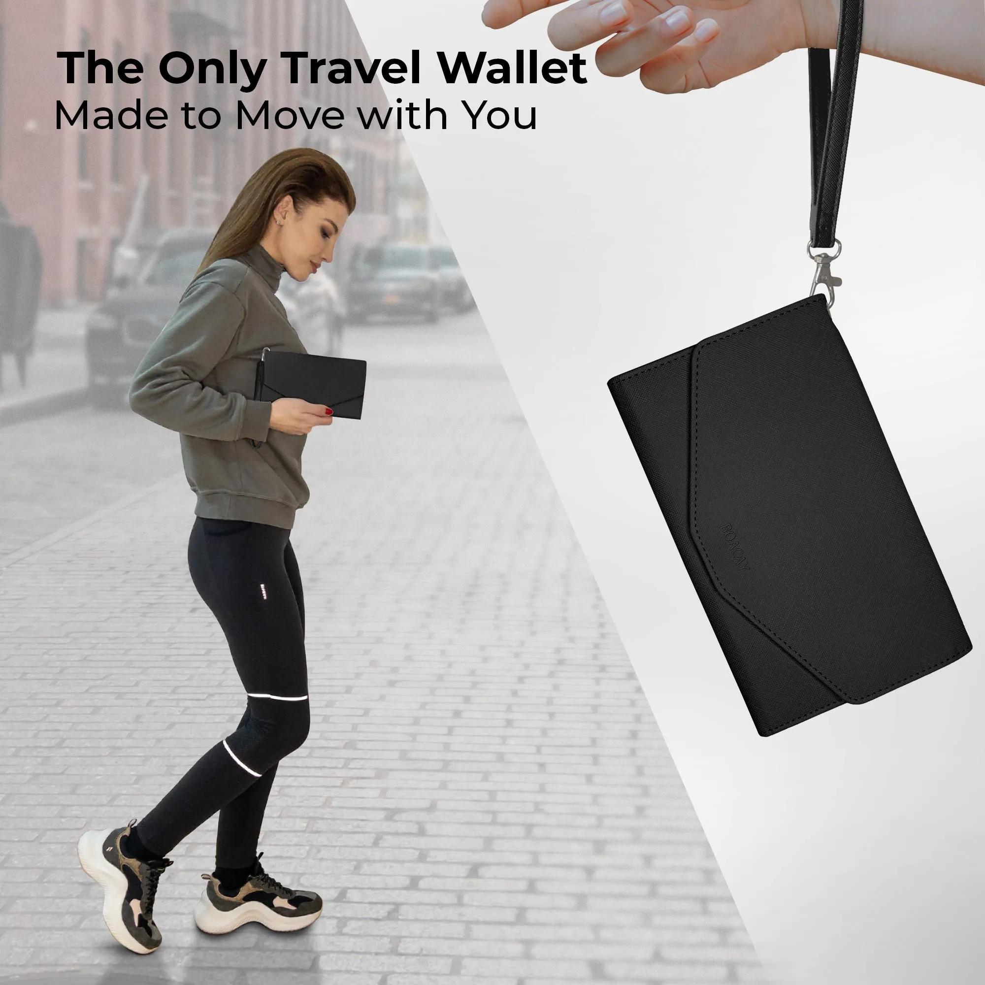 Slim Travel Wallet - Black