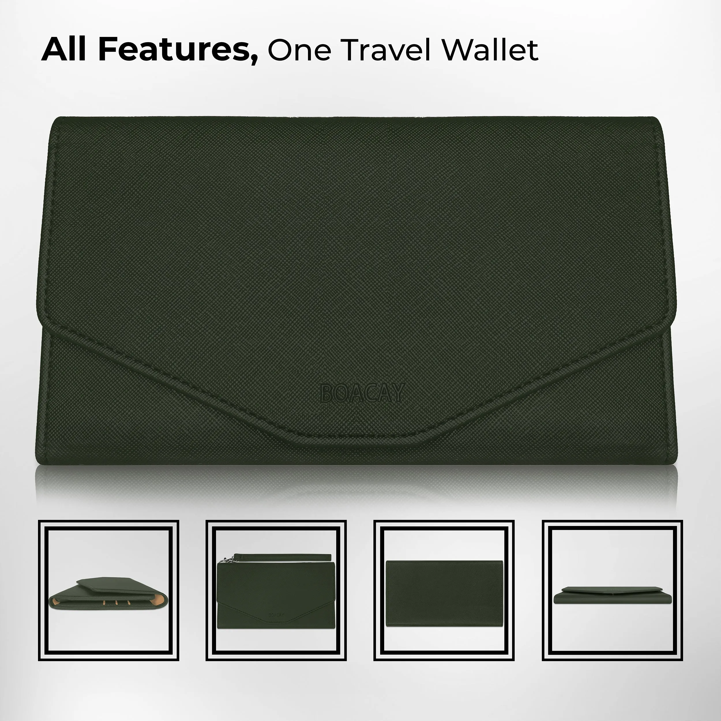 Slim Travel Wallet - Olive Green