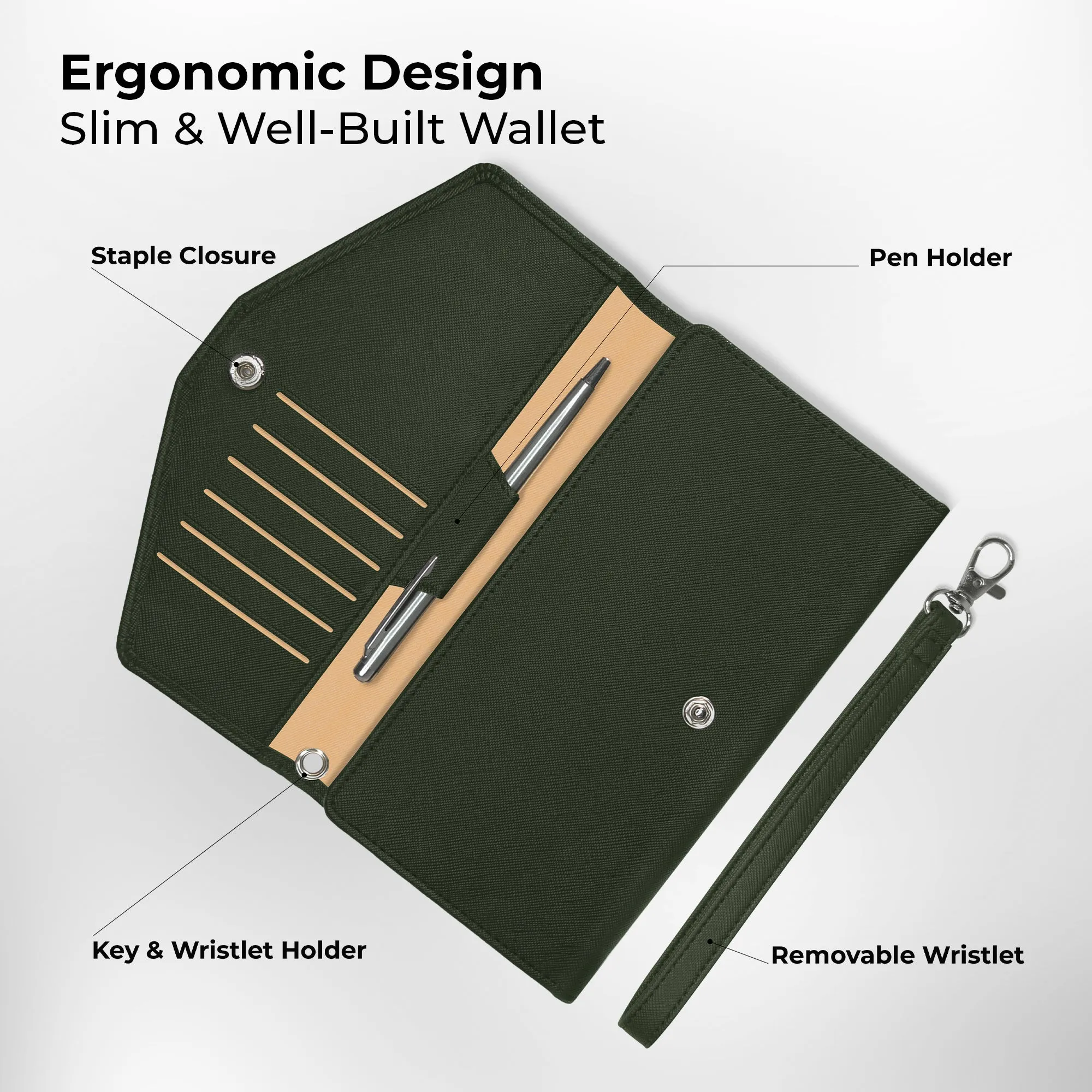 Slim Travel Wallet - Olive Green