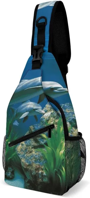 Sling Backpack Fashion Chest Bag Creative Aquatic Biologicals Printing Crossbody Backpacks for Men Women