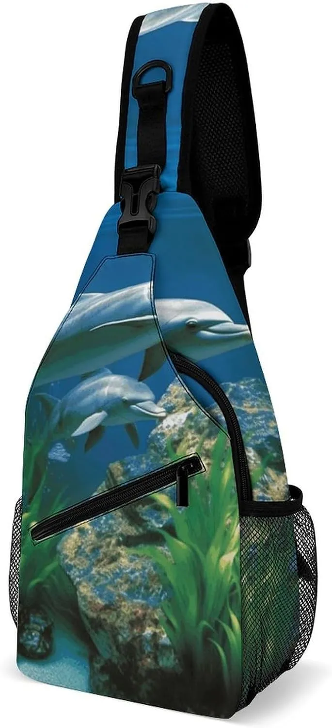 Sling Backpack Fashion Chest Bag Creative Aquatic Biologicals Printing Crossbody Backpacks for Men Women