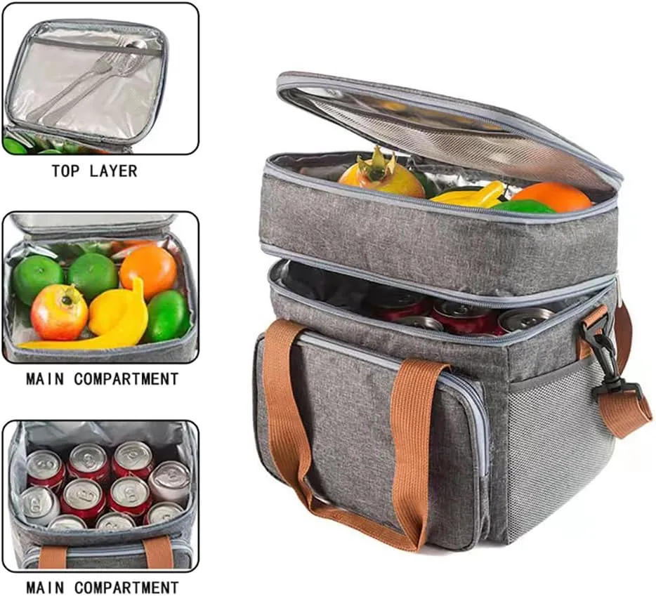 SMALL COLOR Personalized Lunch Cooler Box Bag Custom Insulated Tote Bag With Print Logo/Text/Photo (Gray)