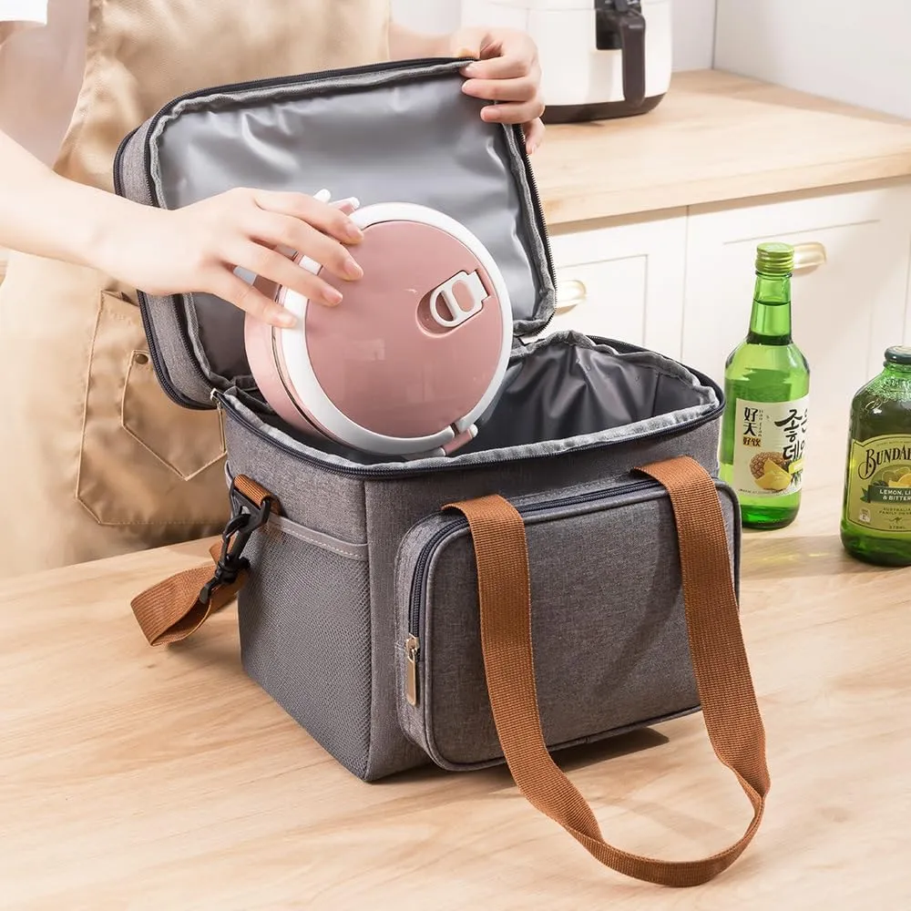 SMALL COLOR Personalized Lunch Cooler Box Bag Custom Insulated Tote Bag With Print Logo/Text/Photo (Gray)