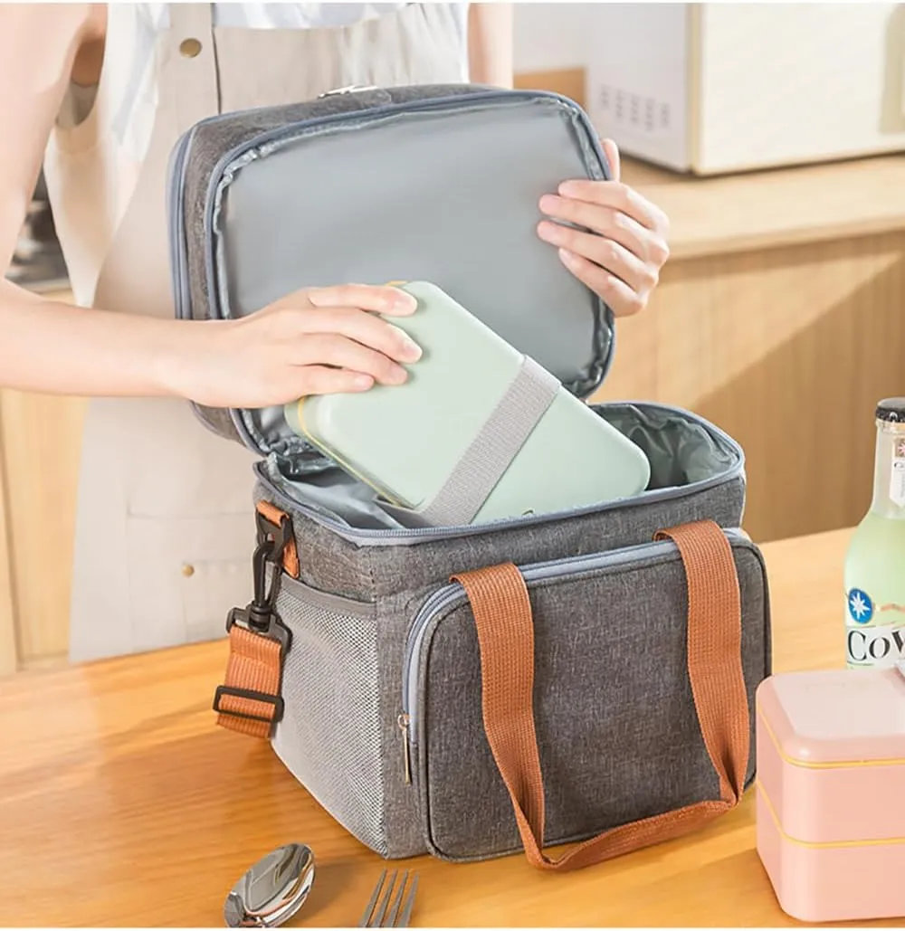 SMALL COLOR Personalized Lunch Cooler Box Bag Custom Insulated Tote Bag With Print Logo/Text/Photo (Gray)