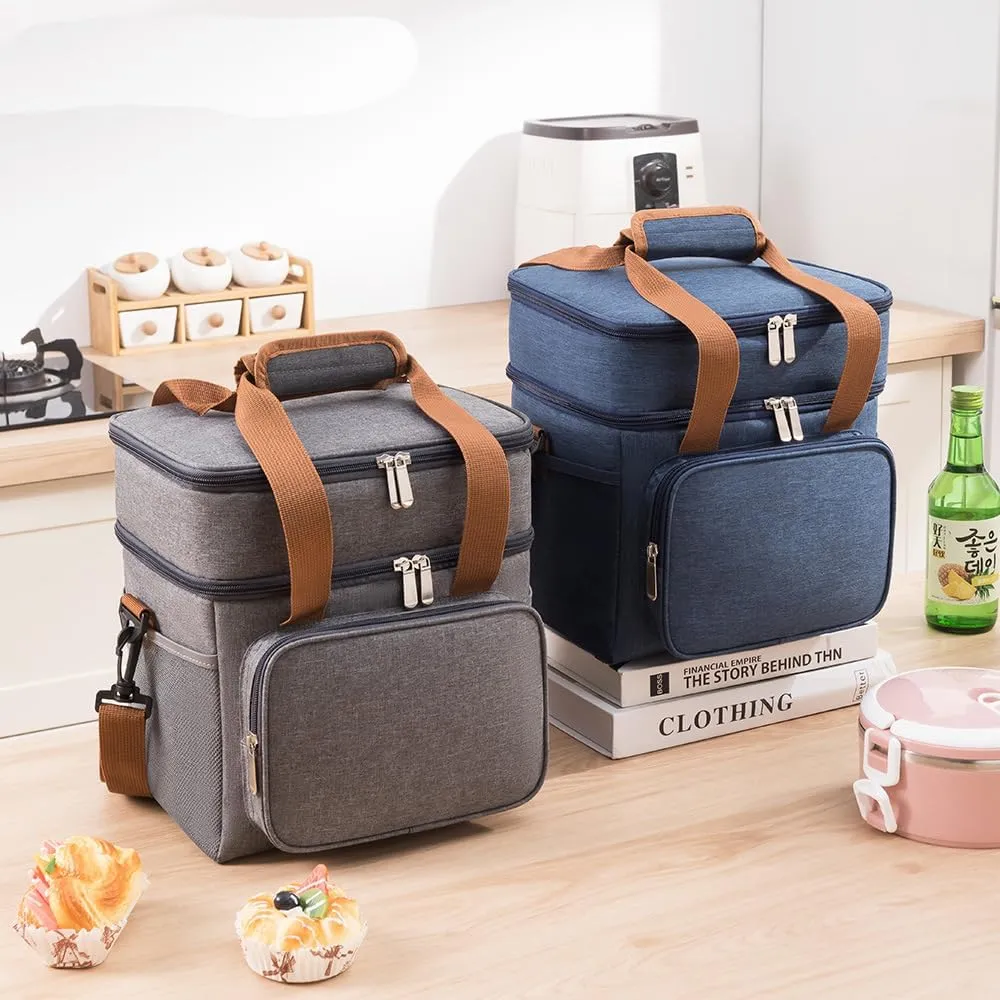 SMALL COLOR Personalized Lunch Cooler Box Bag Custom Insulated Tote Bag With Print Logo/Text/Photo (Gray)