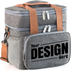 SMALL COLOR Personalized Lunch Cooler Box Bag Custom Insulated Tote Bag With Print Logo/Text/Photo (Gray)