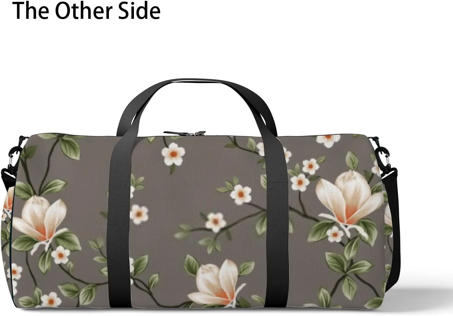 Small Flowers with Green Leaves Sports Duffel Bag Travel Gym Tote Bags Lightweight Durable Shoulder Strap Waterproof Polyester Outside Mesh Pocket Overnight Trip Duffel Bag for Women Men