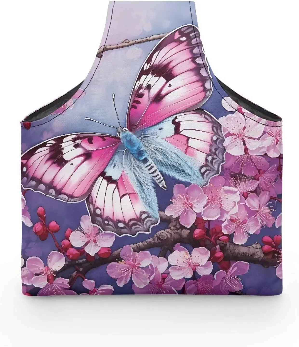 Snilety Butterfly Embroidery Project Bag, Needlework Kits Storage Bag with Multiple Pockets for Crochet Hooks Embroidery Floss and Other Sewing Accessories Portable Shopping Handbag