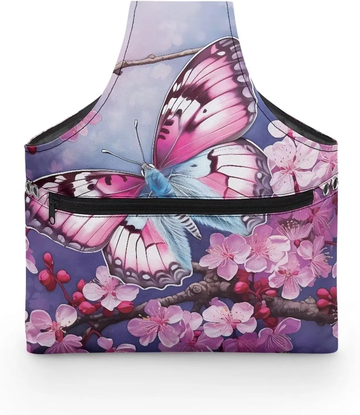 Snilety Butterfly Embroidery Project Bag, Needlework Kits Storage Bag with Multiple Pockets for Crochet Hooks Embroidery Floss and Other Sewing Accessories Portable Shopping Handbag