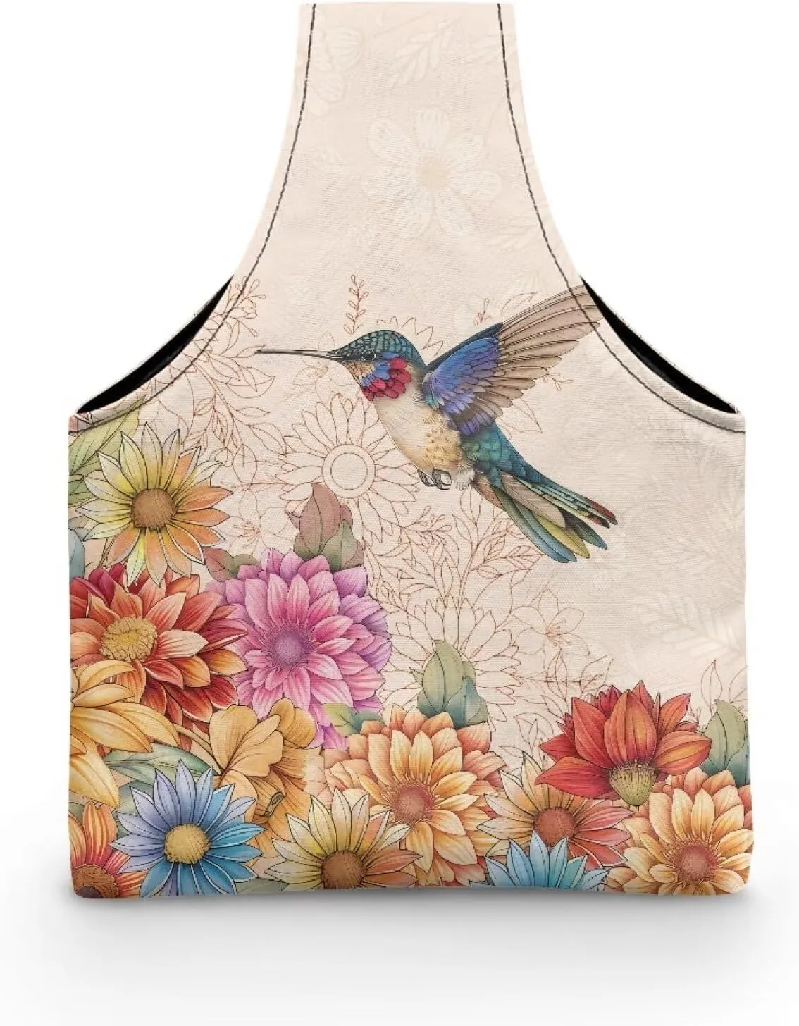 Snilety Hummingbird Yarn Storage Bag Canvas Embroidery Project Bag with Front Zipper Pocket Portable Knitting Tote Bag Lightweight Shopping Handbag Needlework Accessories, Bag Only