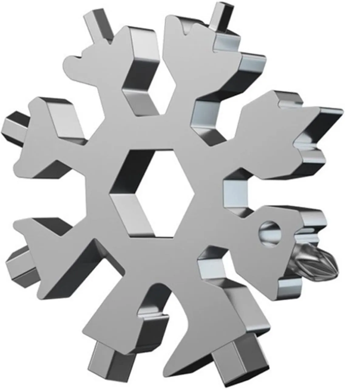 Snowflake Multitool ,Screwdriver Spanner,Snowflake Multitool 18-in-1 multi-tool Snowflake Multi-tool Combination Compact Multifunction Screwdriver Stainless Steel Gadget (Color : Silver) ( Color : Sil