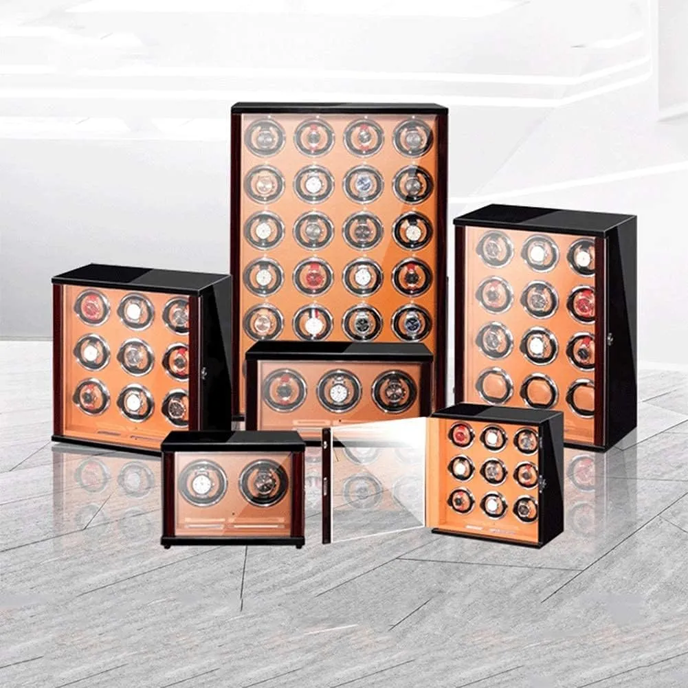 Solid Wood Watch Winder for Automatic Watch Silent Motor Touch Panel Display Screen Adjustable Watch Pillows for Man Wonen Watches