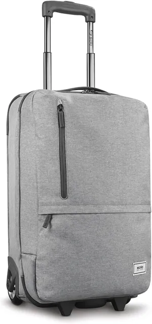 Solo New York 22 Inch Carry On Luggage - Softside Suitcases for Travel, Wheeled Rolling Bag, 2 Wheel Upright, Carry-On Size for Airplanes, Push-Button Telescoping Handle - Re:Treat, Gray