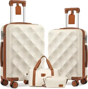Somago 2 Piece Luggage Set of 24/28", Travel Suitcase Set with Duffel Bag and Toiletry Bag Lightweight Suitcases with YKK Zipper TSA Lock ABS Hardside Luggage Spinner Wheels