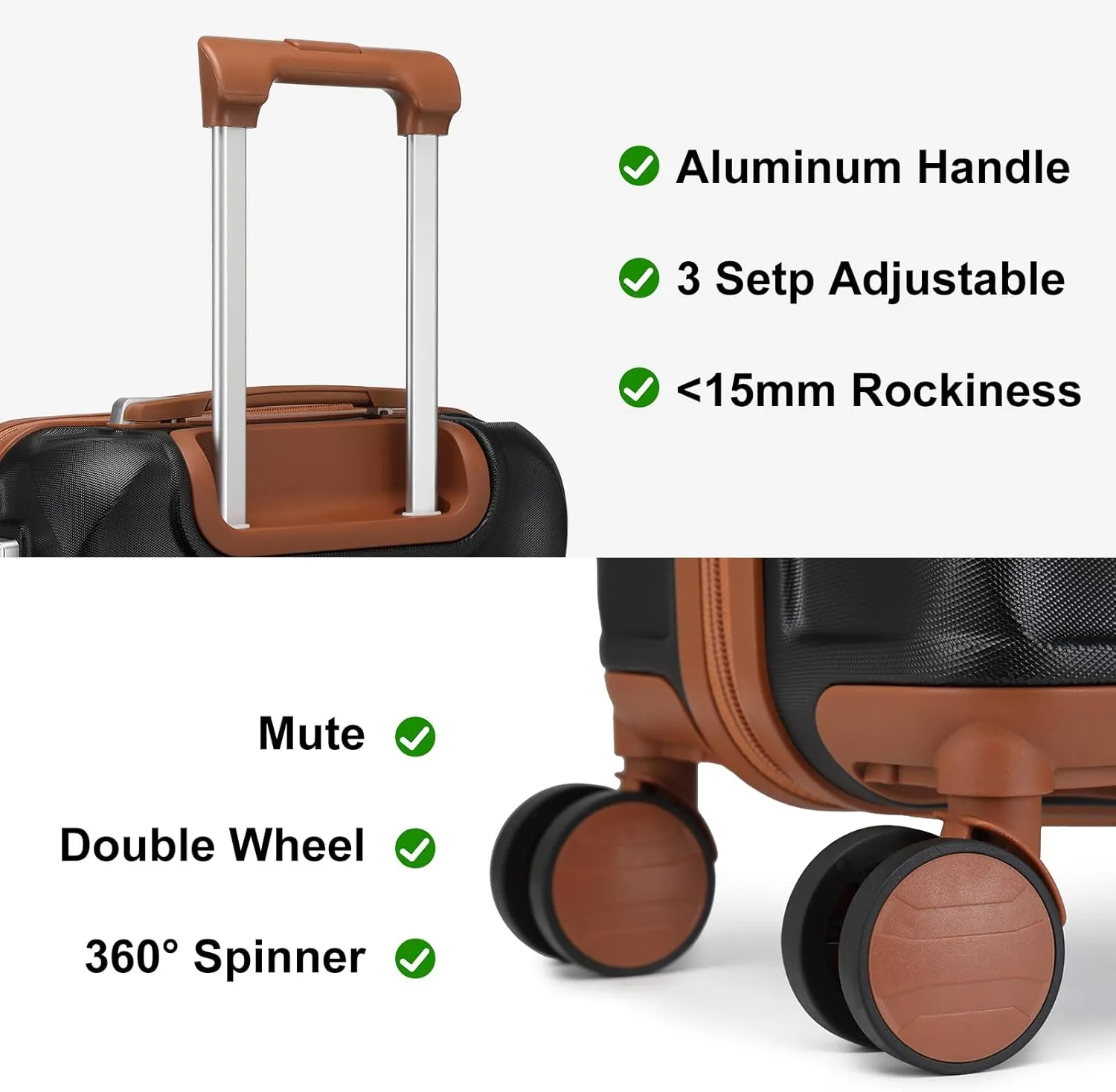 Somago 2 PieceLuggage Set (20"/24") with Duffel Bag and Toiletry Bag, Carry On Luggage Airline Approved with YKK Zipper TSA Lock ABS Hardside Luggage Spinner Wheels