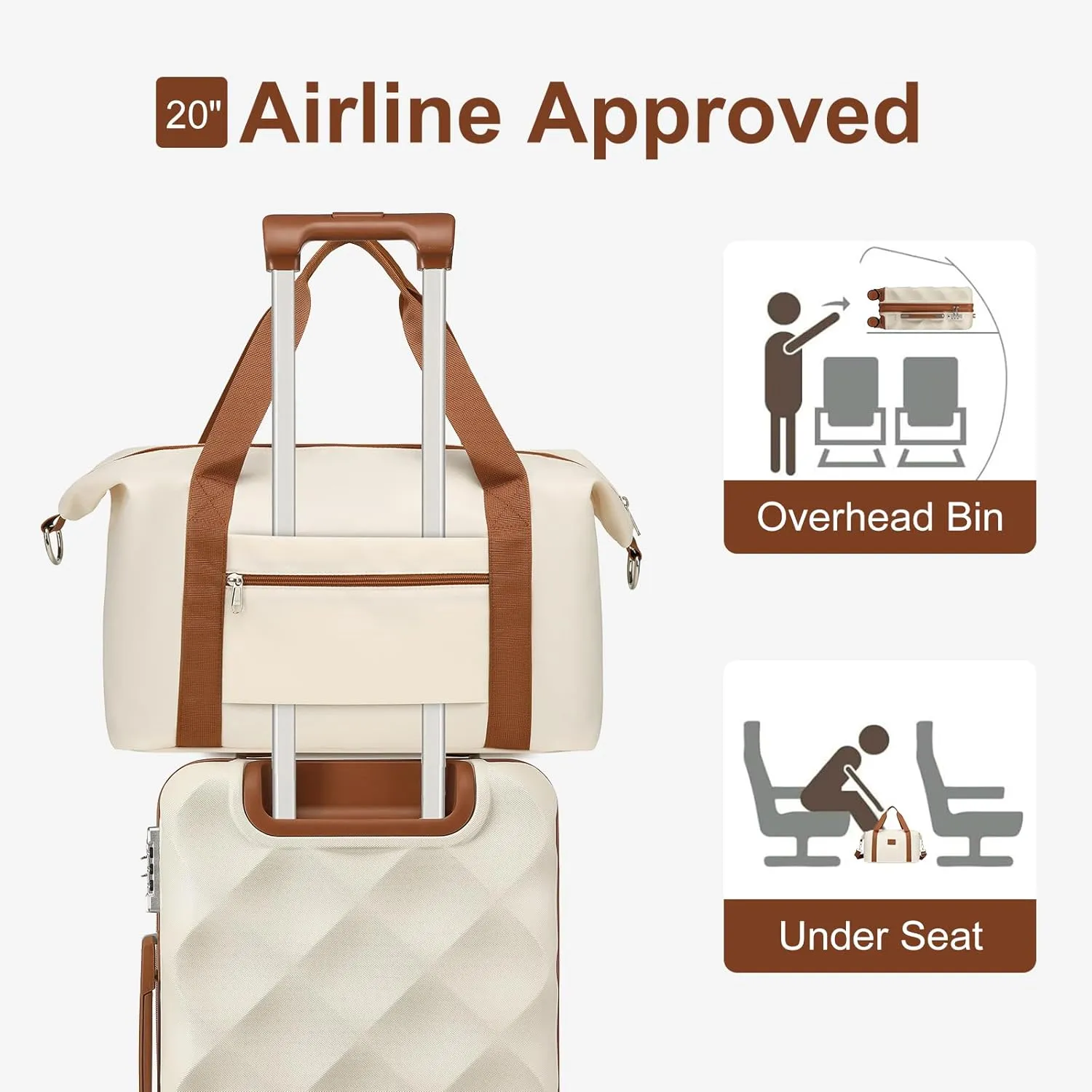 Somago 2 PieceLuggage Set (20"/24") with Duffel Bag and Toiletry Bag, Carry On Luggage Airline Approved with YKK Zipper TSA Lock ABS Hardside Luggage Spinner Wheels