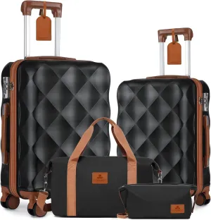 Somago 2 PieceLuggage Set (20"/24") with Duffel Bag and Toiletry Bag, Carry On Luggage Airline Approved with YKK Zipper TSA Lock ABS Hardside Luggage Spinner Wheels