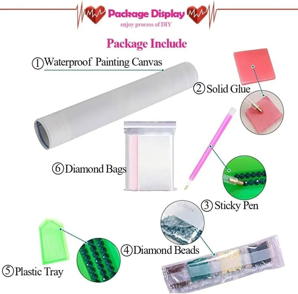 Spring Outing Diamond Painting Kits for Adults, DIY Round Diamond Art Kit 5D Full Drill Diamond Painting Kit, 16 X 16 Inch