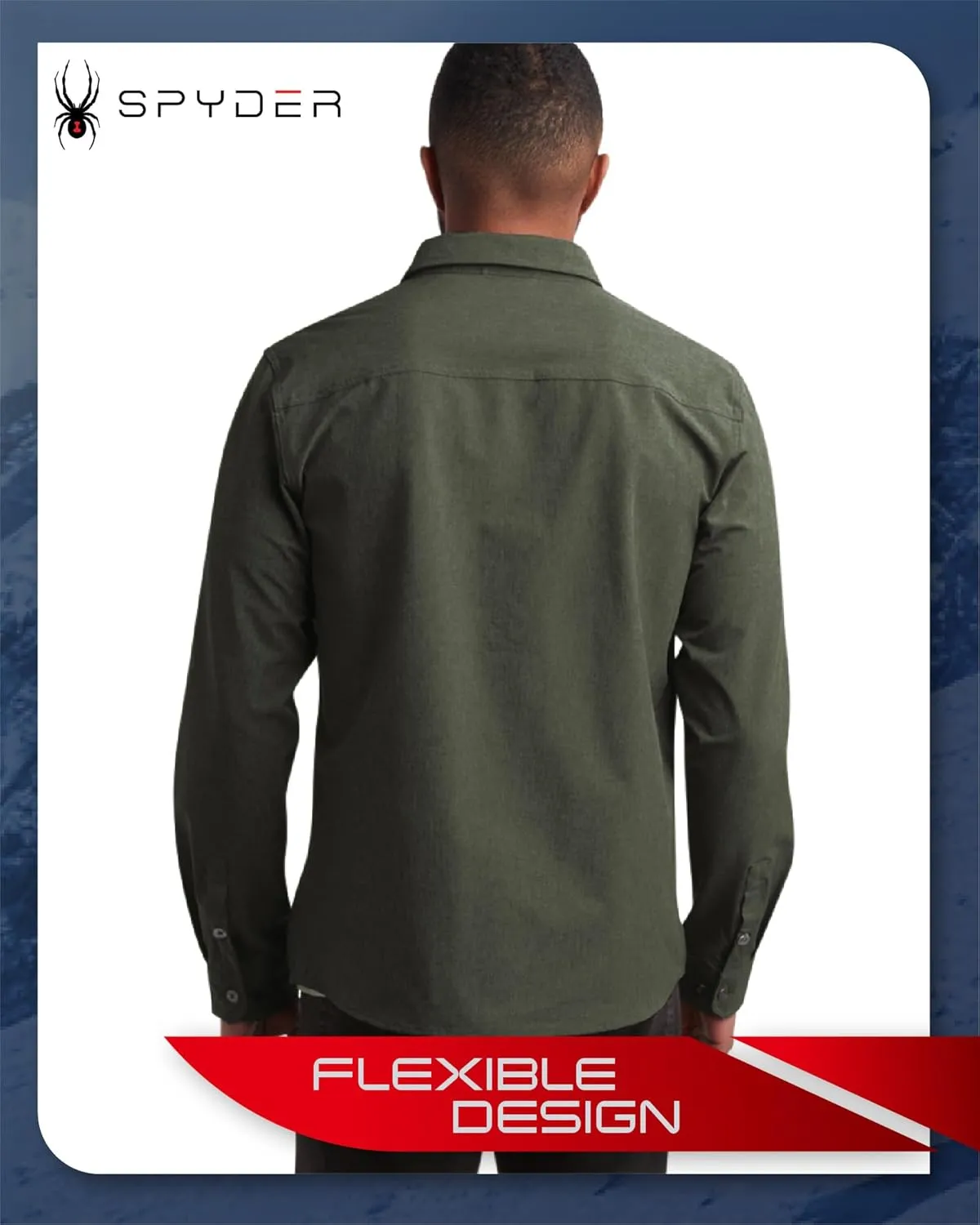 Spyder Mens Long Sleeve Button Down Shirts - Tech Performance Casual Collared Untucked Dress Shirts for Men (Sizes: S-XXL)