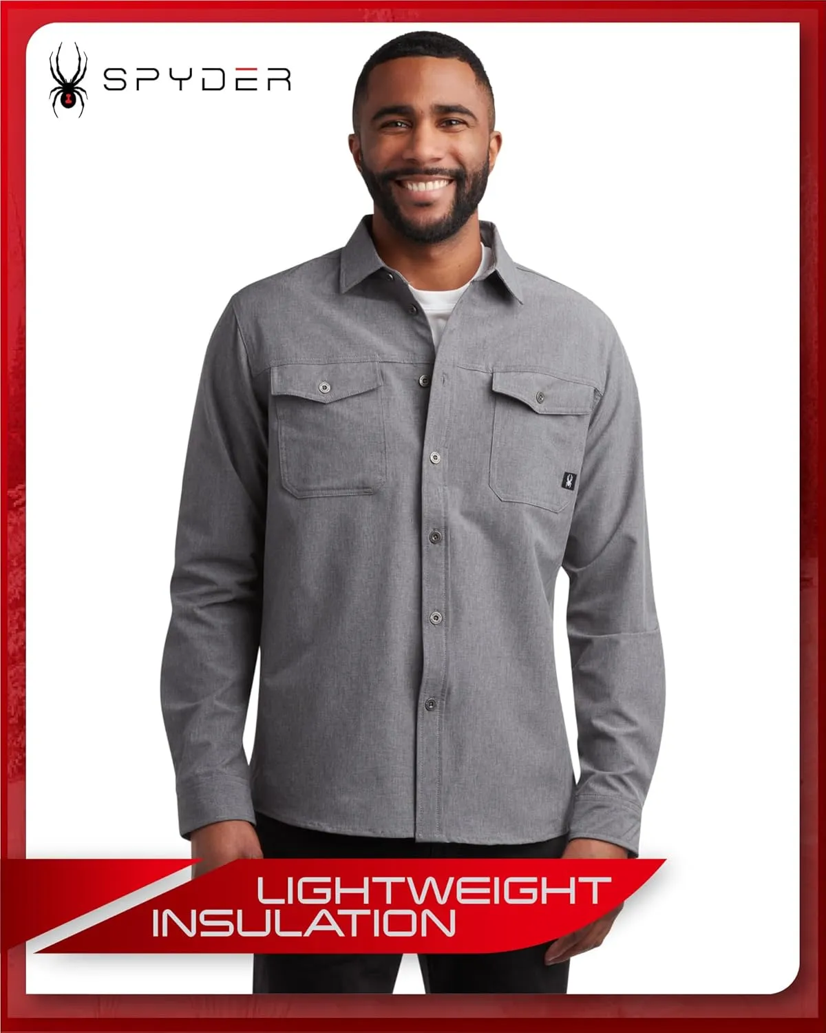 Spyder Mens Long Sleeve Button Down Shirts - Tech Performance Casual Collared Untucked Dress Shirts for Men (Sizes: S-XXL)