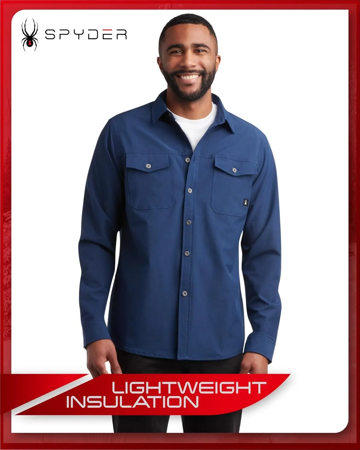 Spyder Mens Long Sleeve Button Down Shirts - Tech Performance Casual Collared Untucked Dress Shirts for Men (Sizes: S-XXL)